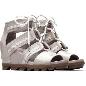 🩷 SOREL WOMEN'S JOANIE II LACE-WEBBING SANDALS HEEL LEATHER SIZE 8.5 TRENDING
